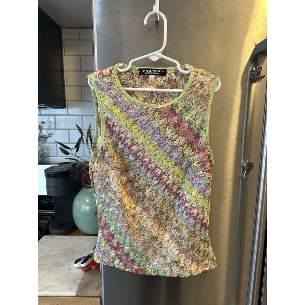 Scrochet Shear Sleevelass Top Pastels Lime Green Neckline Festival Brunch Club